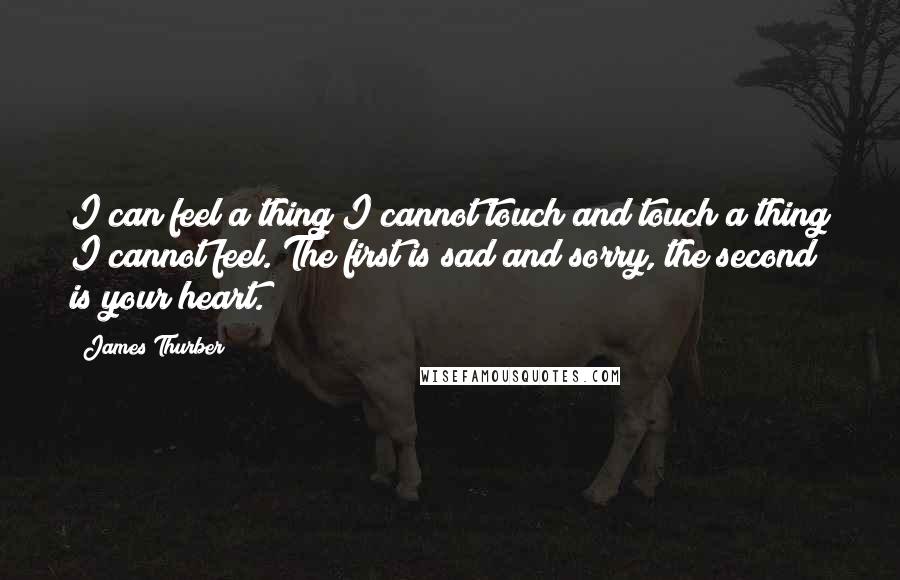 James Thurber Quotes: I can feel a thing I cannot touch and touch a thing I cannot feel. The first is sad and sorry, the second is your heart.