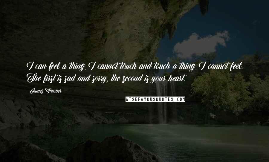 James Thurber Quotes: I can feel a thing I cannot touch and touch a thing I cannot feel. The first is sad and sorry, the second is your heart.