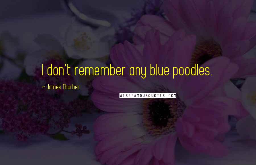 James Thurber Quotes: I don't remember any blue poodles.