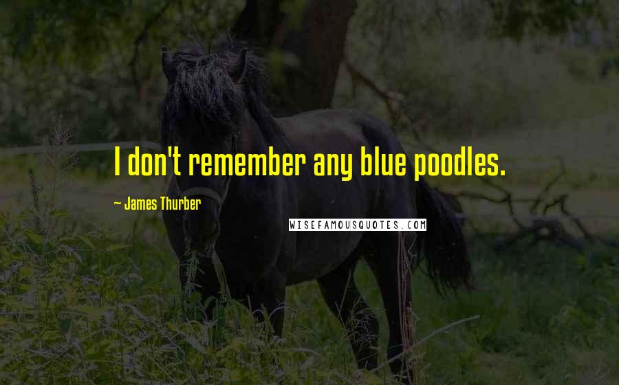 James Thurber Quotes: I don't remember any blue poodles.