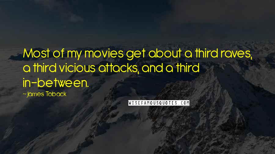 James Toback Quotes: Most of my movies get about a third raves, a third vicious attacks, and a third in-between.