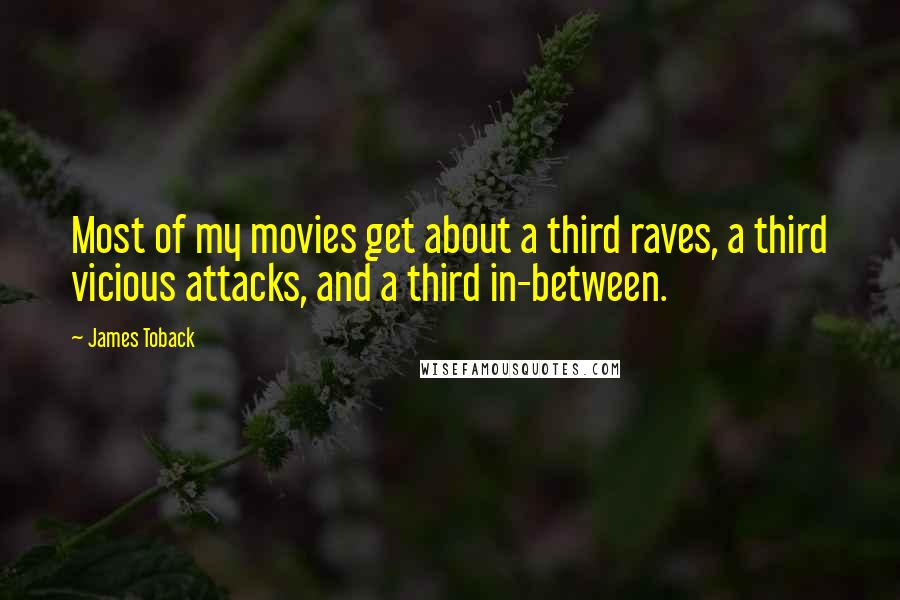 James Toback Quotes: Most of my movies get about a third raves, a third vicious attacks, and a third in-between.