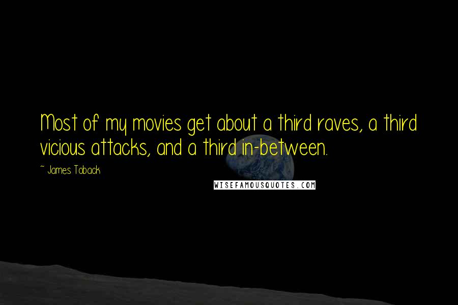 James Toback Quotes: Most of my movies get about a third raves, a third vicious attacks, and a third in-between.