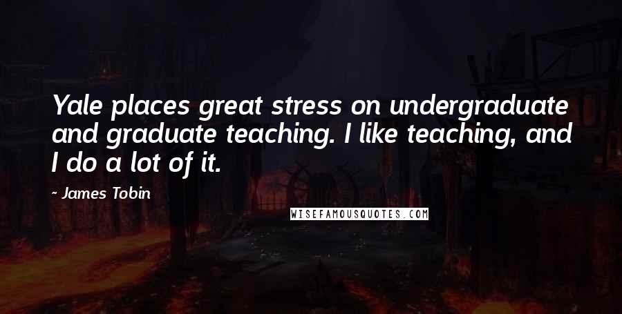 James Tobin Quotes: Yale places great stress on undergraduate and graduate teaching. I like teaching, and I do a lot of it.