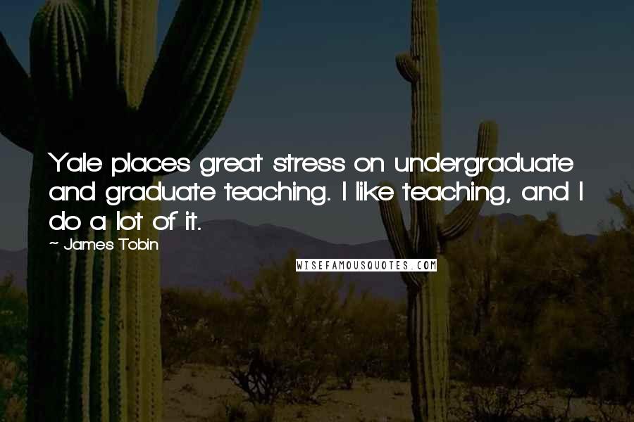 James Tobin Quotes: Yale places great stress on undergraduate and graduate teaching. I like teaching, and I do a lot of it.