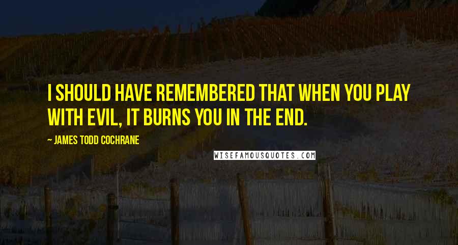 James Todd Cochrane Quotes: I should have remembered that when you play with evil, it burns you in the end.