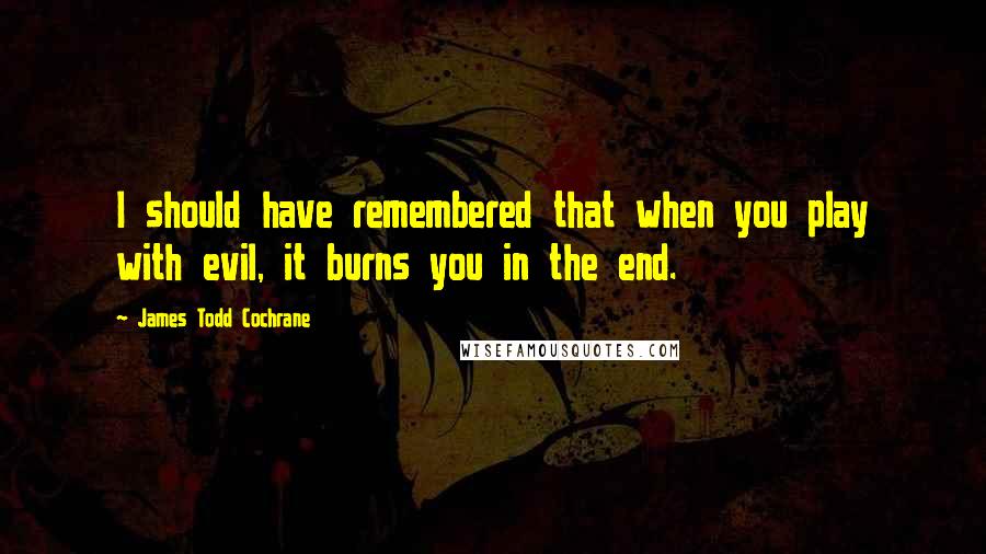 James Todd Cochrane Quotes: I should have remembered that when you play with evil, it burns you in the end.