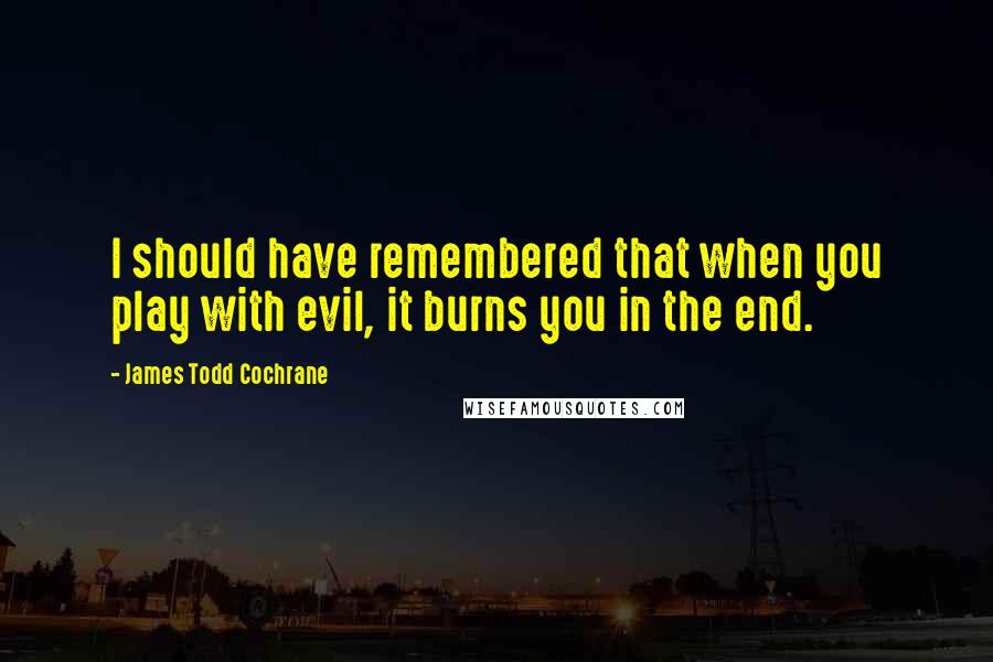 James Todd Cochrane Quotes: I should have remembered that when you play with evil, it burns you in the end.