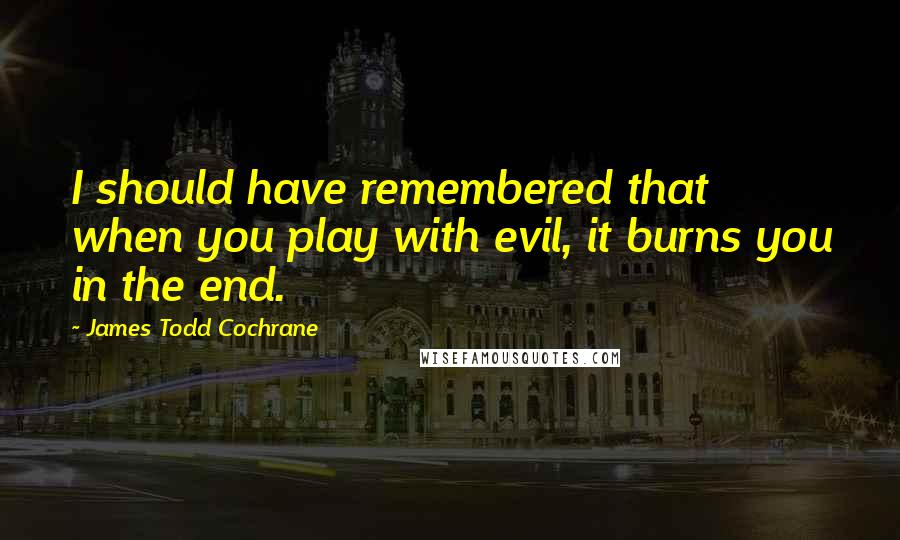 James Todd Cochrane Quotes: I should have remembered that when you play with evil, it burns you in the end.