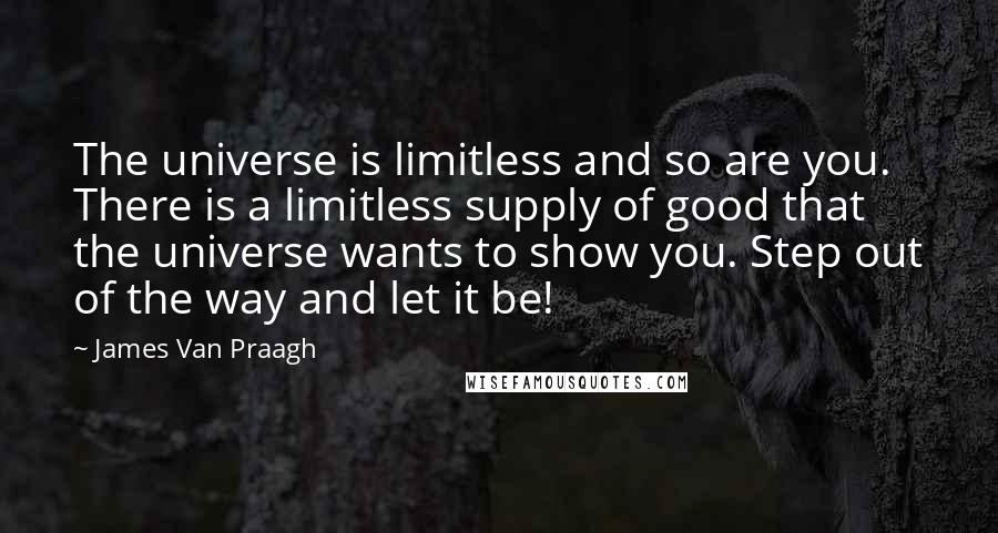 James Van Praagh Quotes: The universe is limitless and so are you. There is a limitless supply of good that the universe wants to show you. Step out of the way and let it be!