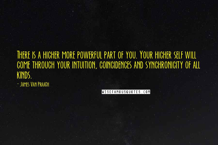 James Van Praagh Quotes: There is a higher more powerful part of you. Your higher self will come through your intuition, coincidences and synchronicity of all kinds.