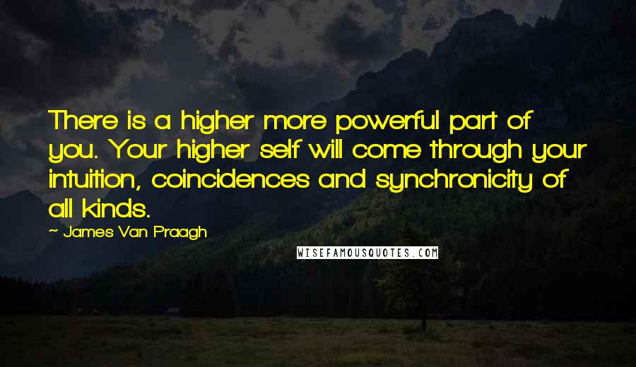 James Van Praagh Quotes: There is a higher more powerful part of you. Your higher self will come through your intuition, coincidences and synchronicity of all kinds.