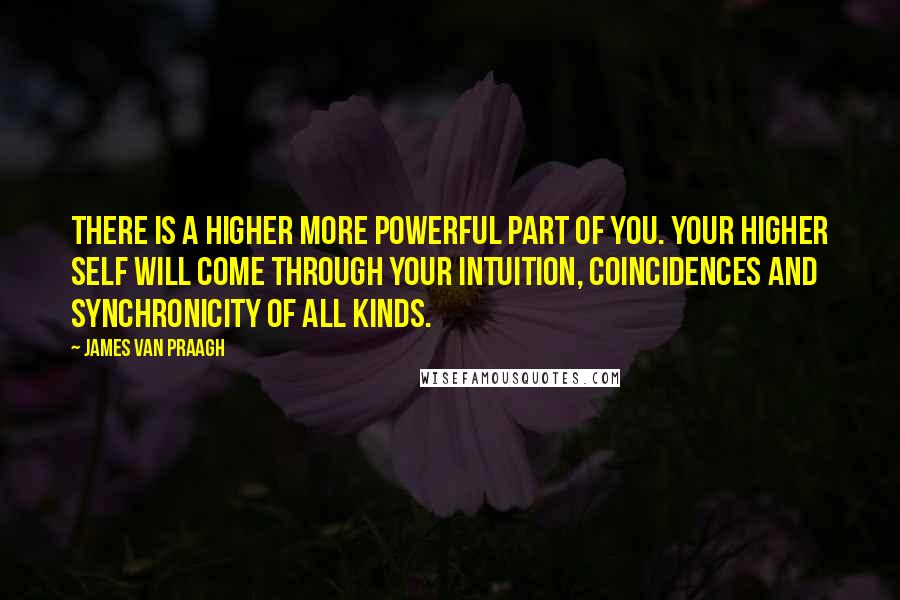 James Van Praagh Quotes: There is a higher more powerful part of you. Your higher self will come through your intuition, coincidences and synchronicity of all kinds.
