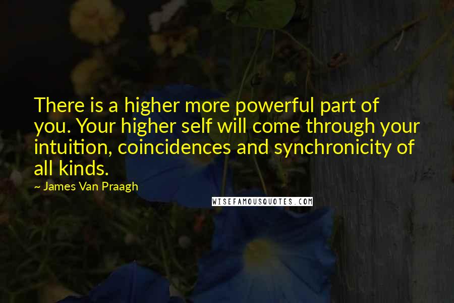 James Van Praagh Quotes: There is a higher more powerful part of you. Your higher self will come through your intuition, coincidences and synchronicity of all kinds.