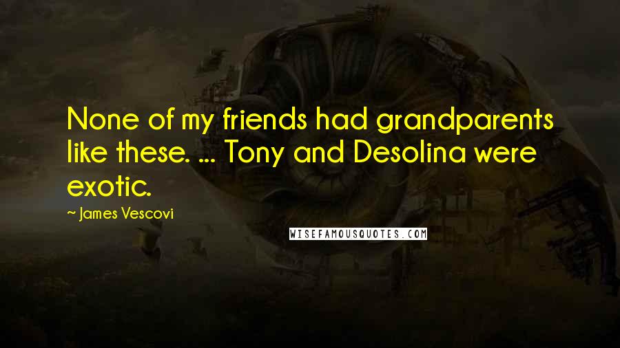 James Vescovi Quotes: None of my friends had grandparents like these. ... Tony and Desolina were exotic.