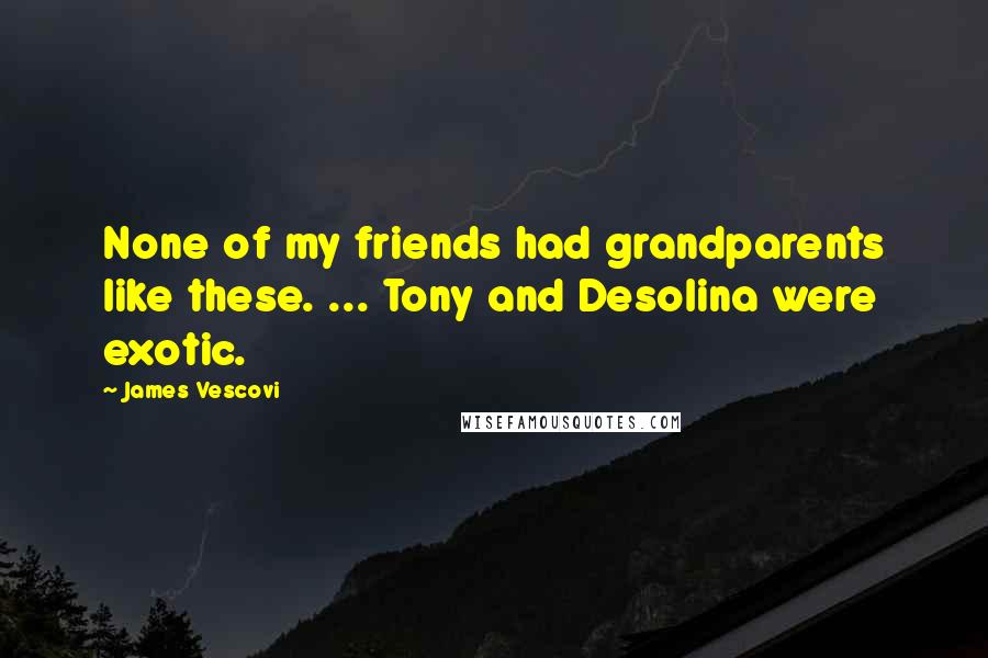 James Vescovi Quotes: None of my friends had grandparents like these. ... Tony and Desolina were exotic.