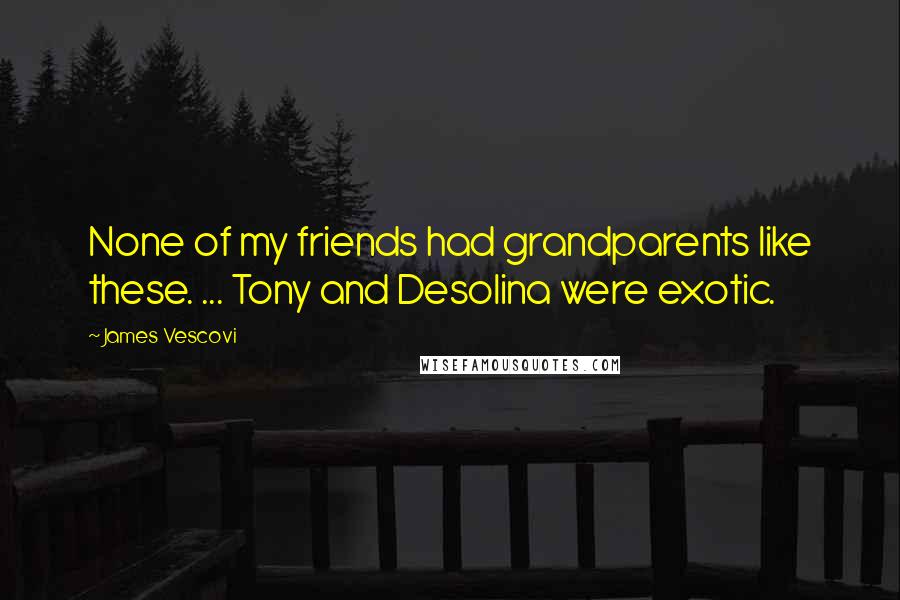 James Vescovi Quotes: None of my friends had grandparents like these. ... Tony and Desolina were exotic.