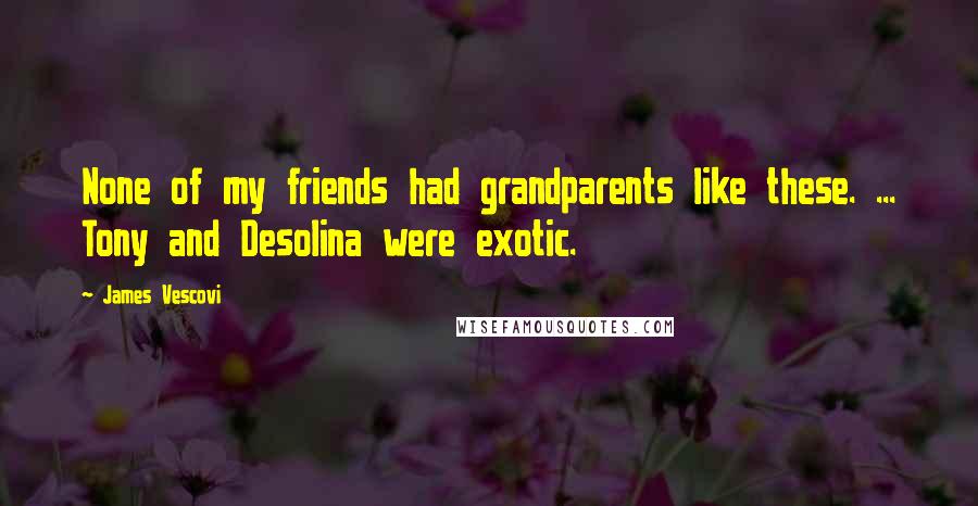 James Vescovi Quotes: None of my friends had grandparents like these. ... Tony and Desolina were exotic.