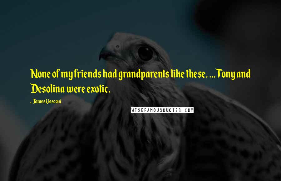 James Vescovi Quotes: None of my friends had grandparents like these. ... Tony and Desolina were exotic.