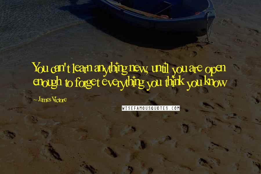 James Victore Quotes: You can't learn anything new, until you are open enough to forget everything you think you know