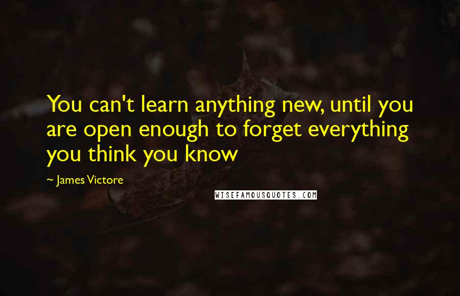 James Victore Quotes: You can't learn anything new, until you are open enough to forget everything you think you know