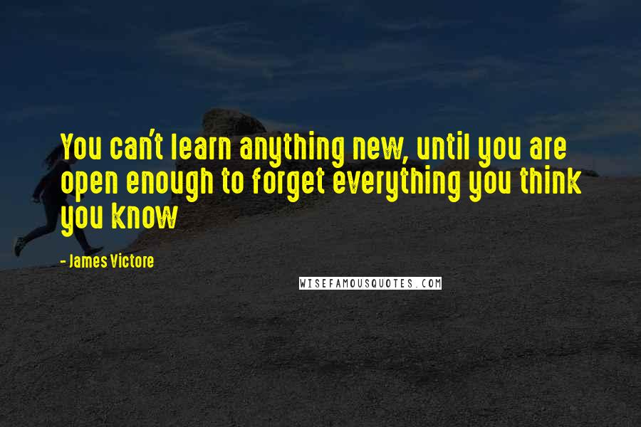 James Victore Quotes: You can't learn anything new, until you are open enough to forget everything you think you know