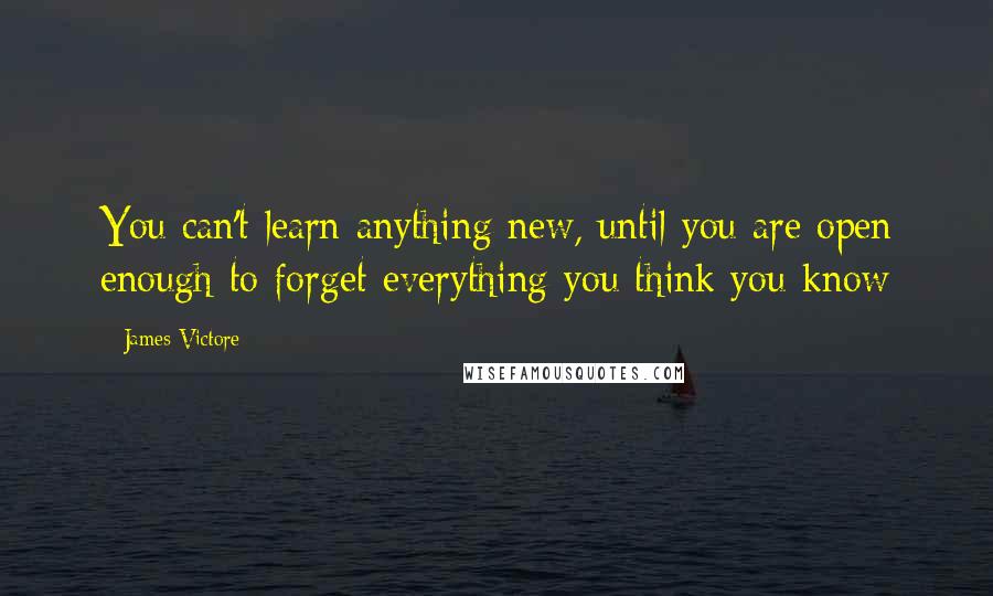 James Victore Quotes: You can't learn anything new, until you are open enough to forget everything you think you know