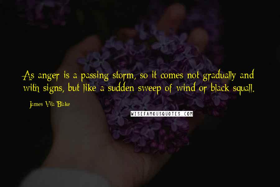 James Vila Blake Quotes: As anger is a passing storm, so it comes not gradually and with signs, but like a sudden sweep of wind or black squall.