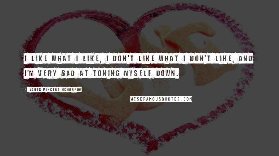 James Vincent McMorrow Quotes: I like what I like, I don't like what I don't like, and I'm very bad at toning myself down.