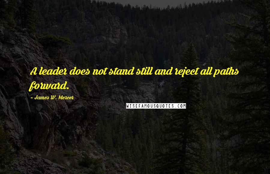 James W. Mercer Quotes: A leader does not stand still and reject all paths forward.