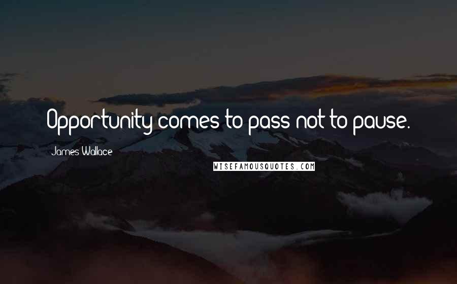 James Wallace Quotes: Opportunity comes to pass-not to pause.