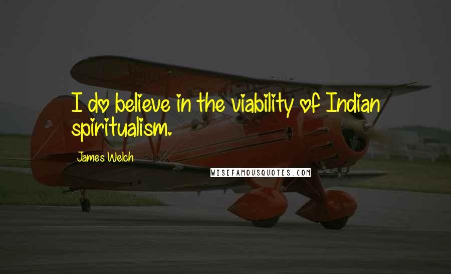 James Welch Quotes: I do believe in the viability of Indian spiritualism.