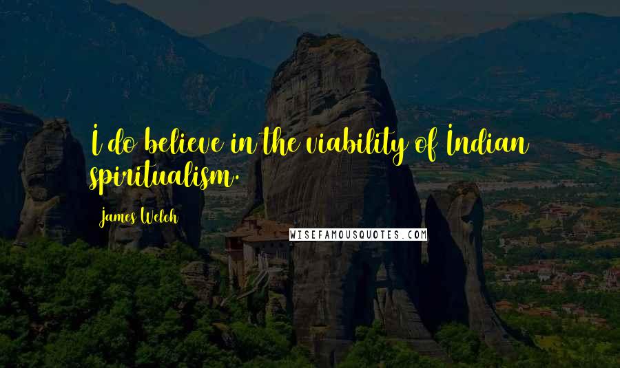 James Welch Quotes: I do believe in the viability of Indian spiritualism.
