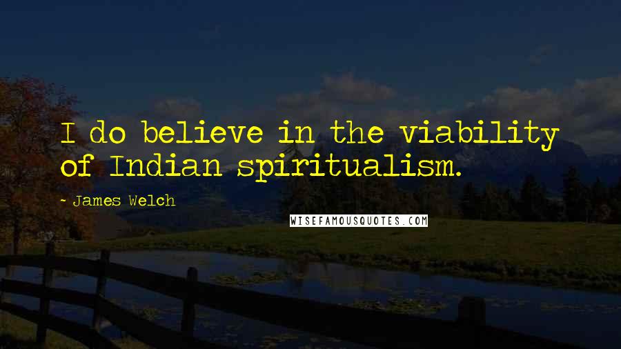 James Welch Quotes: I do believe in the viability of Indian spiritualism.