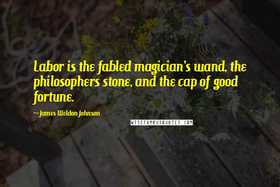 James Weldon Johnson Quotes: Labor is the fabled magician's wand, the philosophers stone, and the cap of good fortune.