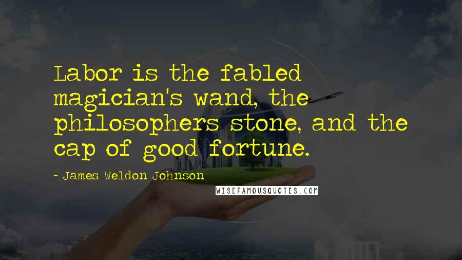 James Weldon Johnson Quotes: Labor is the fabled magician's wand, the philosophers stone, and the cap of good fortune.