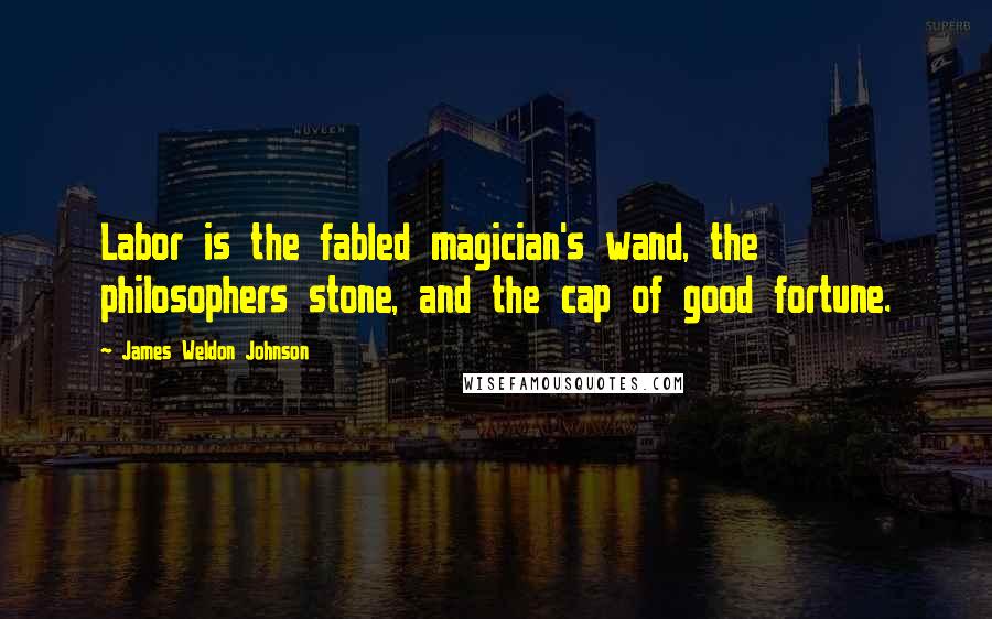 James Weldon Johnson Quotes: Labor is the fabled magician's wand, the philosophers stone, and the cap of good fortune.