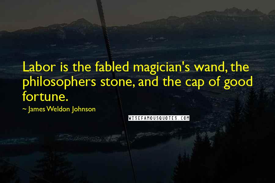 James Weldon Johnson Quotes: Labor is the fabled magician's wand, the philosophers stone, and the cap of good fortune.