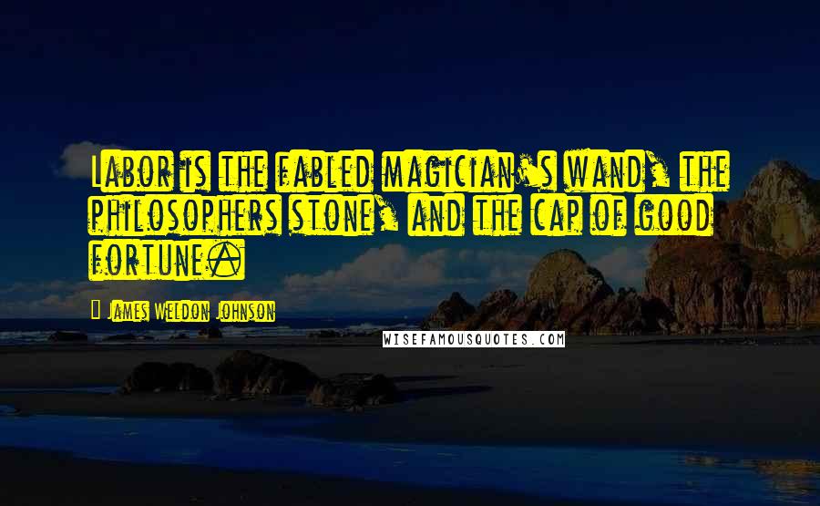 James Weldon Johnson Quotes: Labor is the fabled magician's wand, the philosophers stone, and the cap of good fortune.