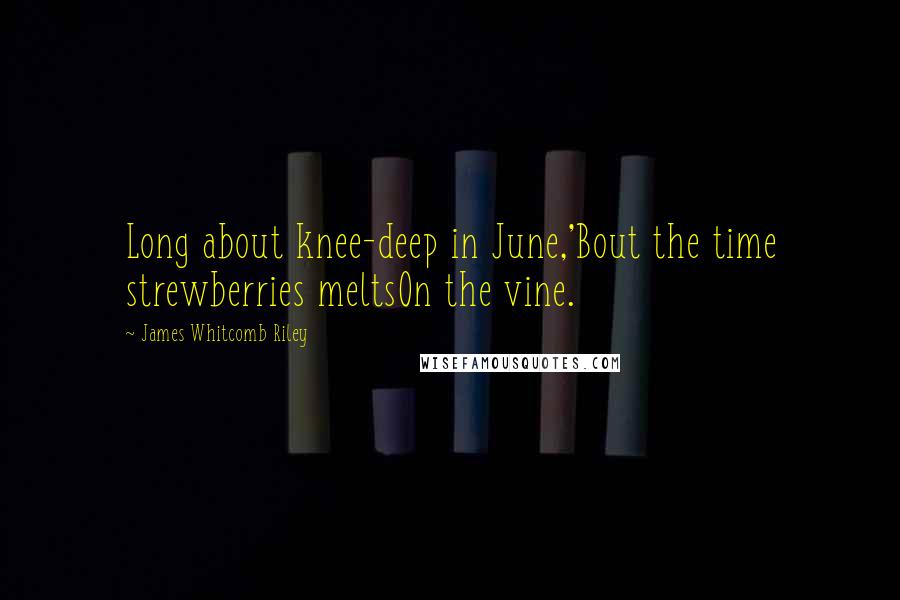 James Whitcomb Riley Quotes: Long about knee-deep in June,'Bout the time strewberries meltsOn the vine.