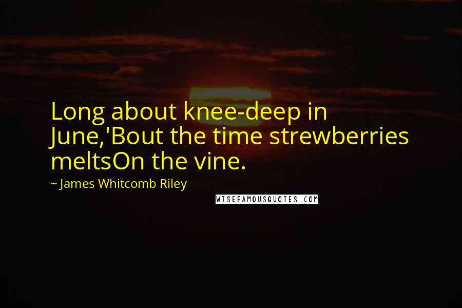 James Whitcomb Riley Quotes: Long about knee-deep in June,'Bout the time strewberries meltsOn the vine.