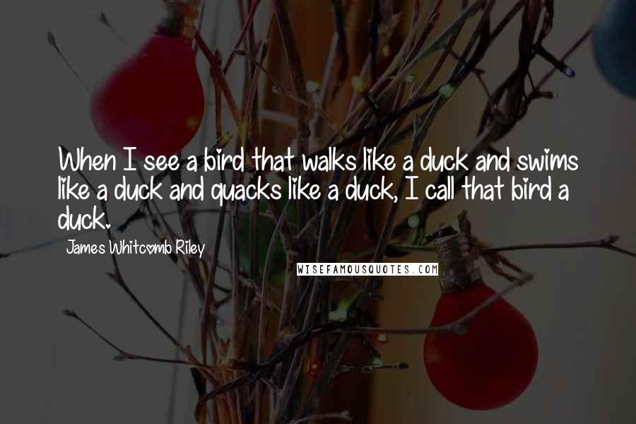 James Whitcomb Riley Quotes: When I see a bird that walks like a duck and swims like a duck and quacks like a duck, I call that bird a duck.