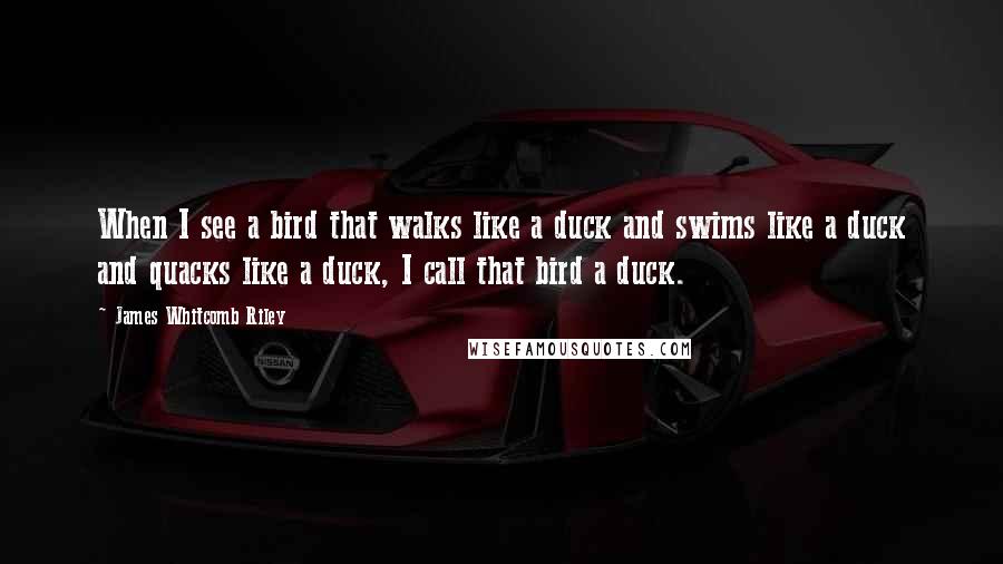 James Whitcomb Riley Quotes: When I see a bird that walks like a duck and swims like a duck and quacks like a duck, I call that bird a duck.