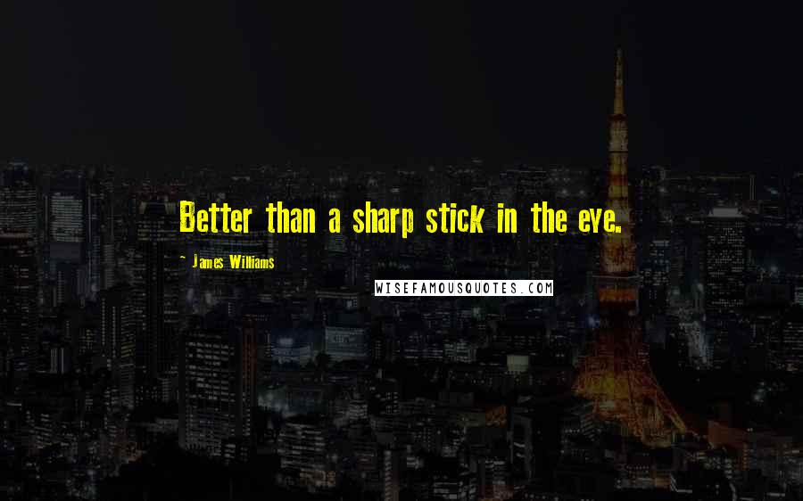 James Williams Quotes: Better than a sharp stick in the eye.