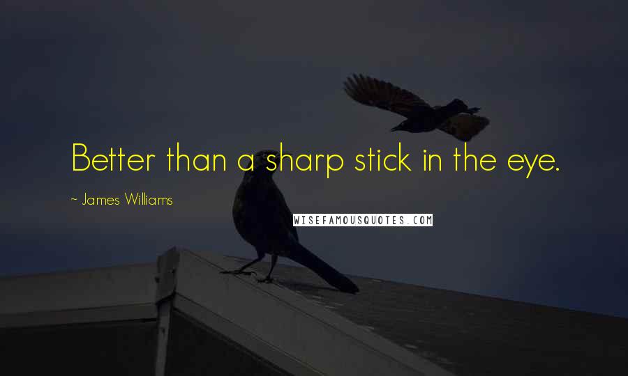 James Williams Quotes: Better than a sharp stick in the eye.