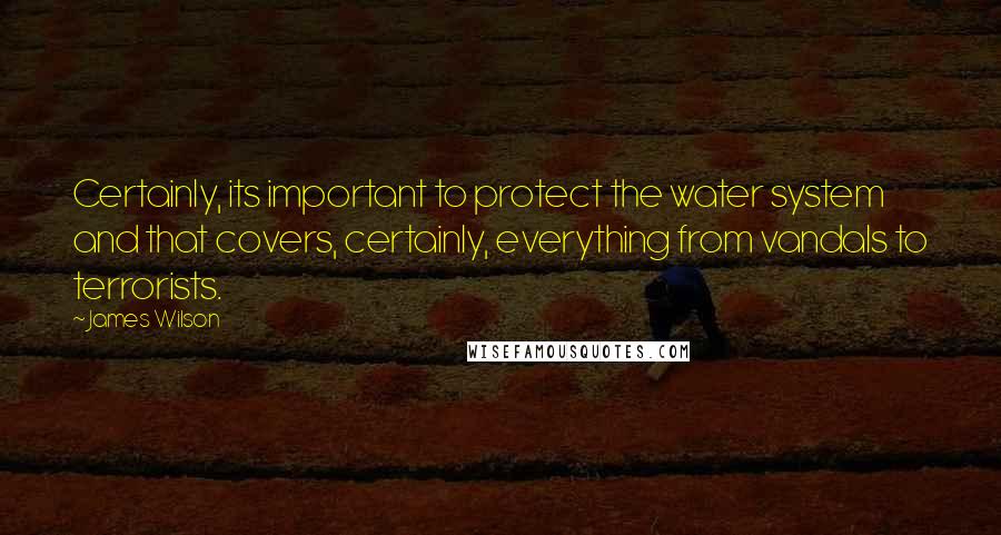 James Wilson Quotes: Certainly, its important to protect the water system and that covers, certainly, everything from vandals to terrorists.