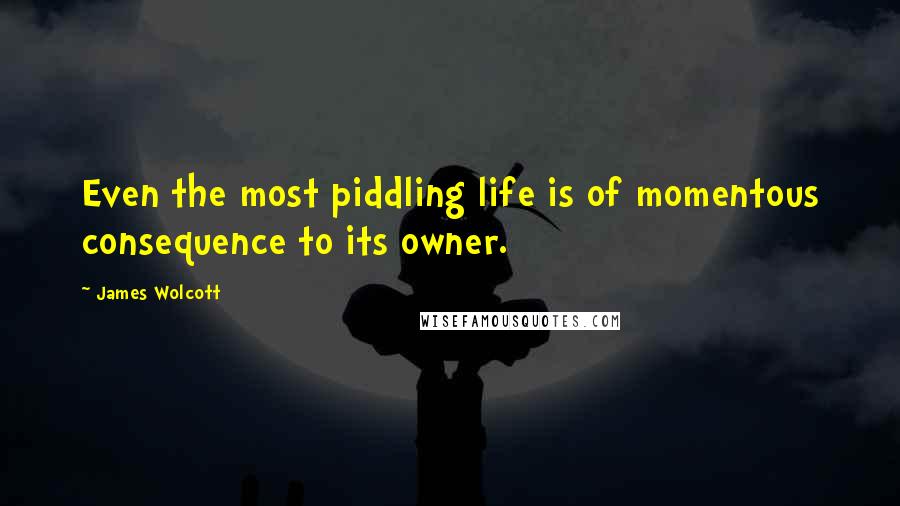 James Wolcott Quotes: Even the most piddling life is of momentous consequence to its owner.