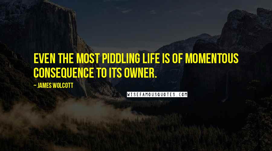 James Wolcott Quotes: Even the most piddling life is of momentous consequence to its owner.