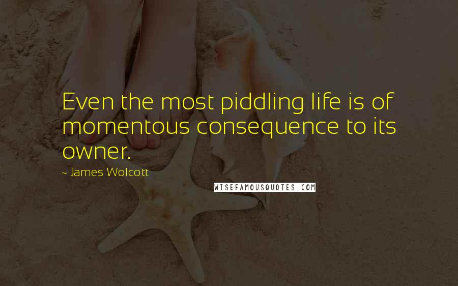 James Wolcott Quotes: Even the most piddling life is of momentous consequence to its owner.