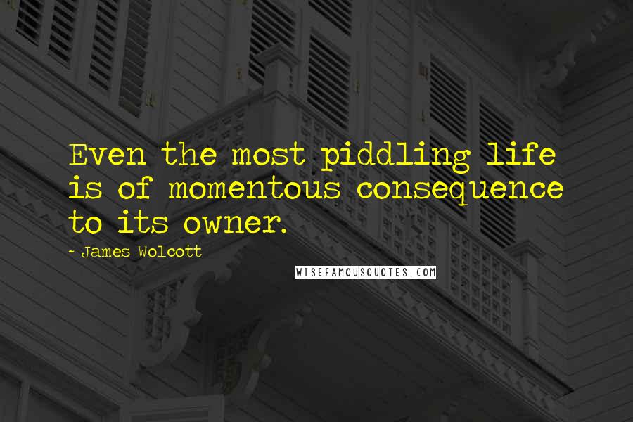 James Wolcott Quotes: Even the most piddling life is of momentous consequence to its owner.